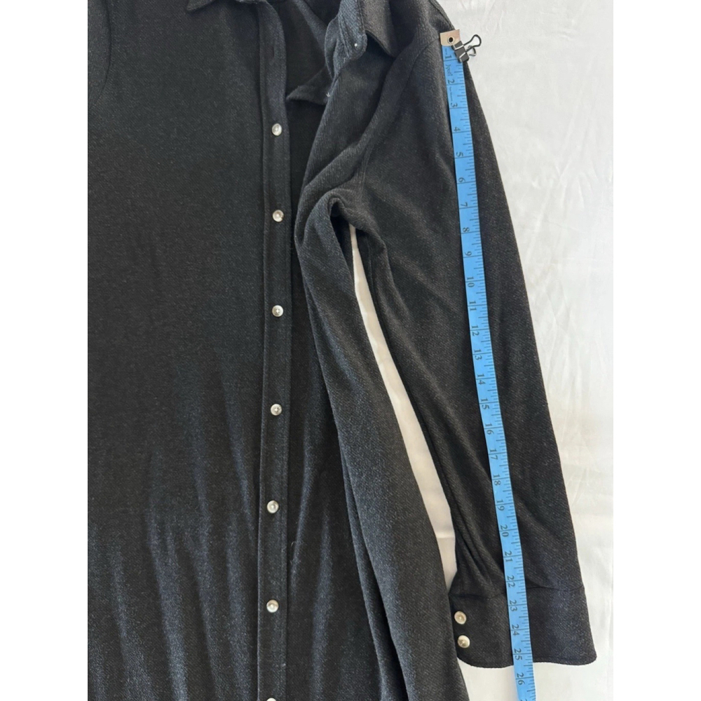 Faherty Women’s XL Long Button Front Shirt Dress Dark Grey Soft Knit - Picture 9 of 11